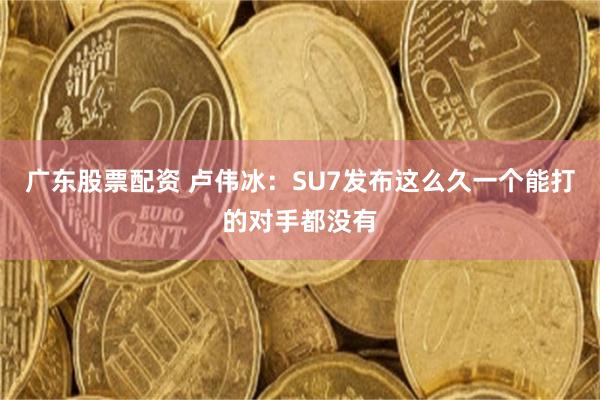 广东股票配资 卢伟冰：SU7发布这么久一个能打的对手都没有