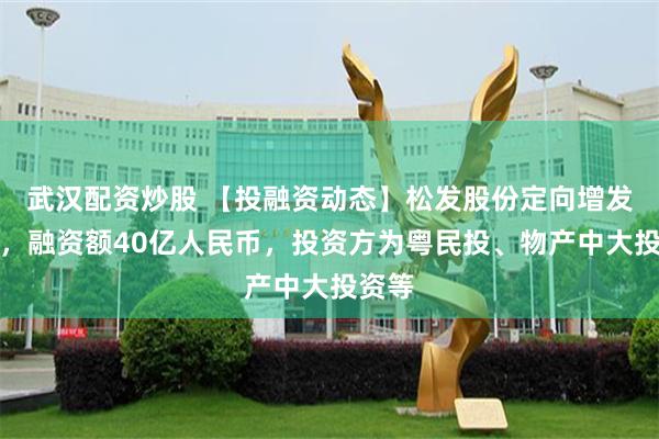 武汉配资炒股 【投融资动态】松发股份定向增发融资，融资额40亿人民币，投资方为粤民投、物产中大投资等