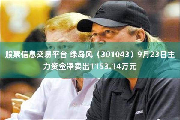 股票信息交易平台 绿岛风(301043)9月23日主力资金净卖出1153.14万元