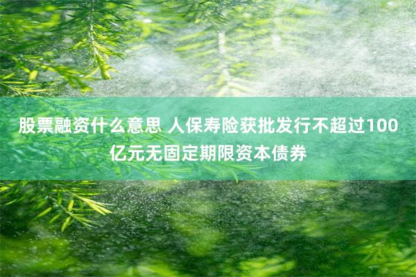 股票融资什么意思 人保寿险获批发行不超过100亿元无固定期限资本债券