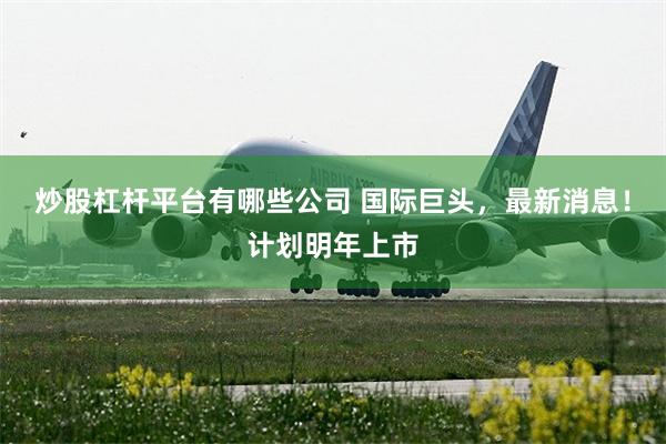 炒股杠杆平台有哪些公司 国际巨头，最新消息！计划明年上市