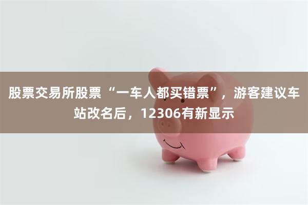 股票交易所股票 “一车人都买错票”,游客建议车站改名后,12306有新显示